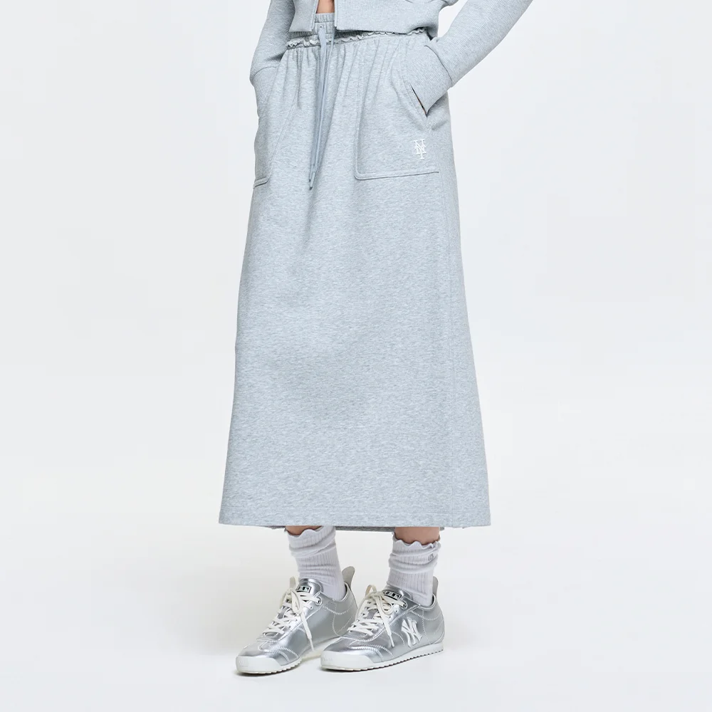 女裝 街頭 Raw Edge 針織 長 半身裙 NYM (Melange Grey)