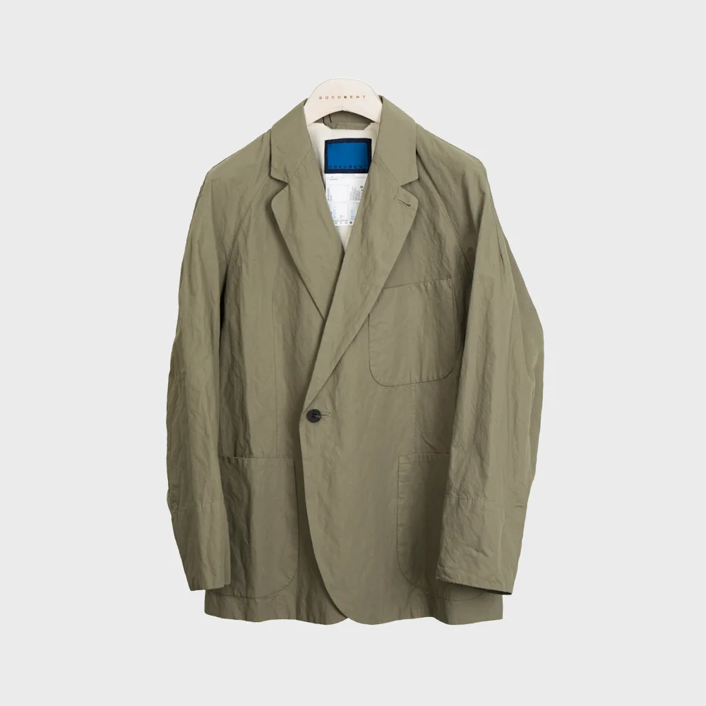 WASHED COTTON DOUBLE BREASTED JACKET_KHAKI