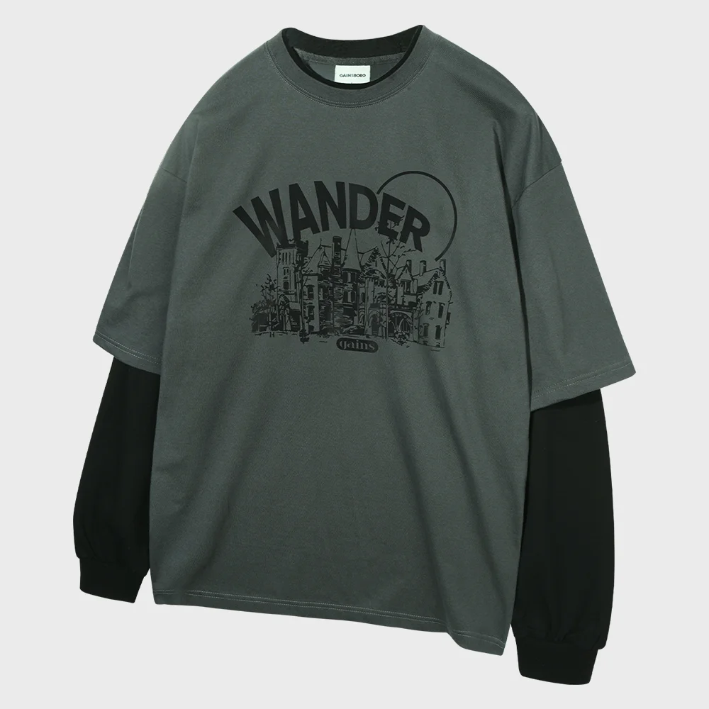 Wonder 層次 長袖_炭灰色/黑色
