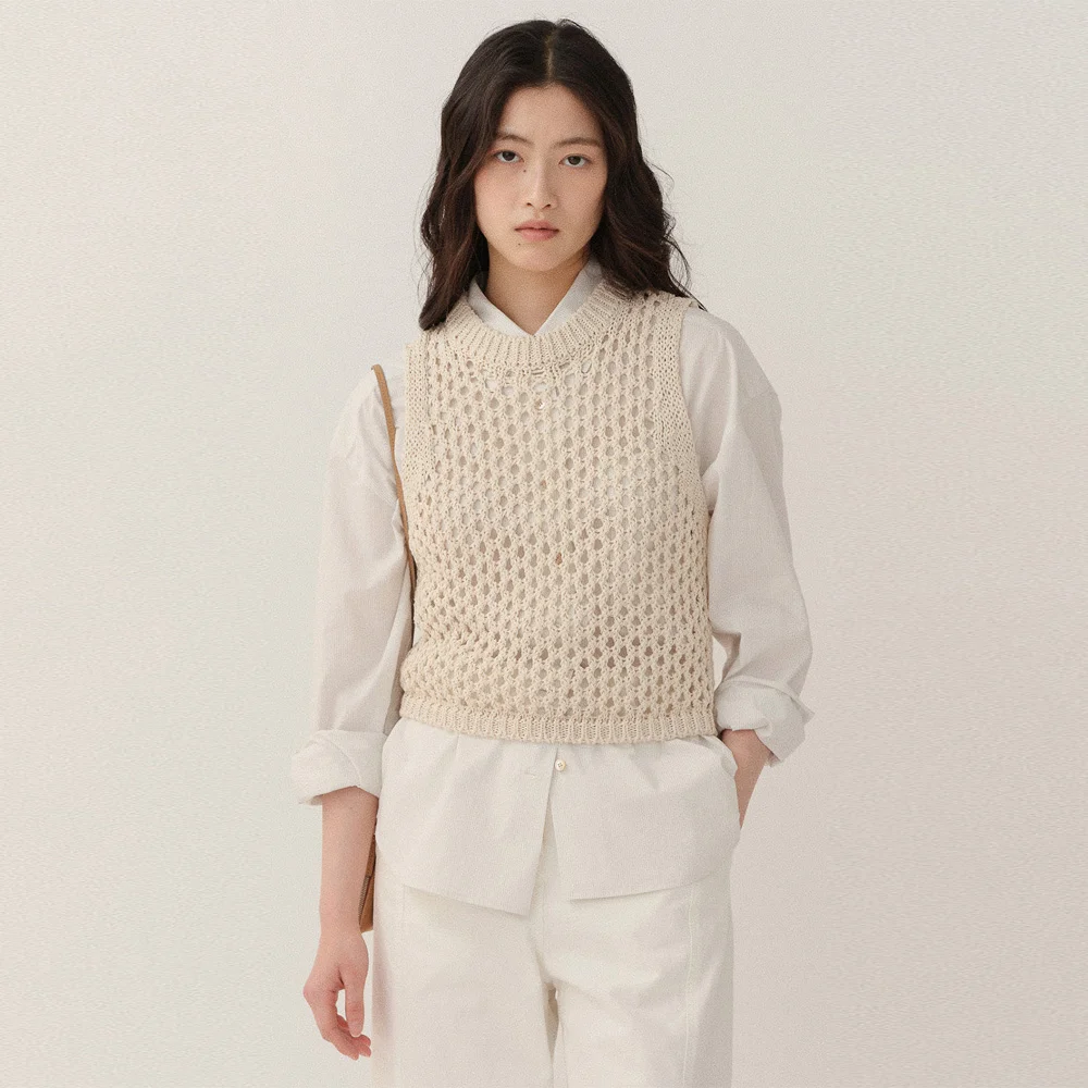 Organic Knitted Vest Ecru