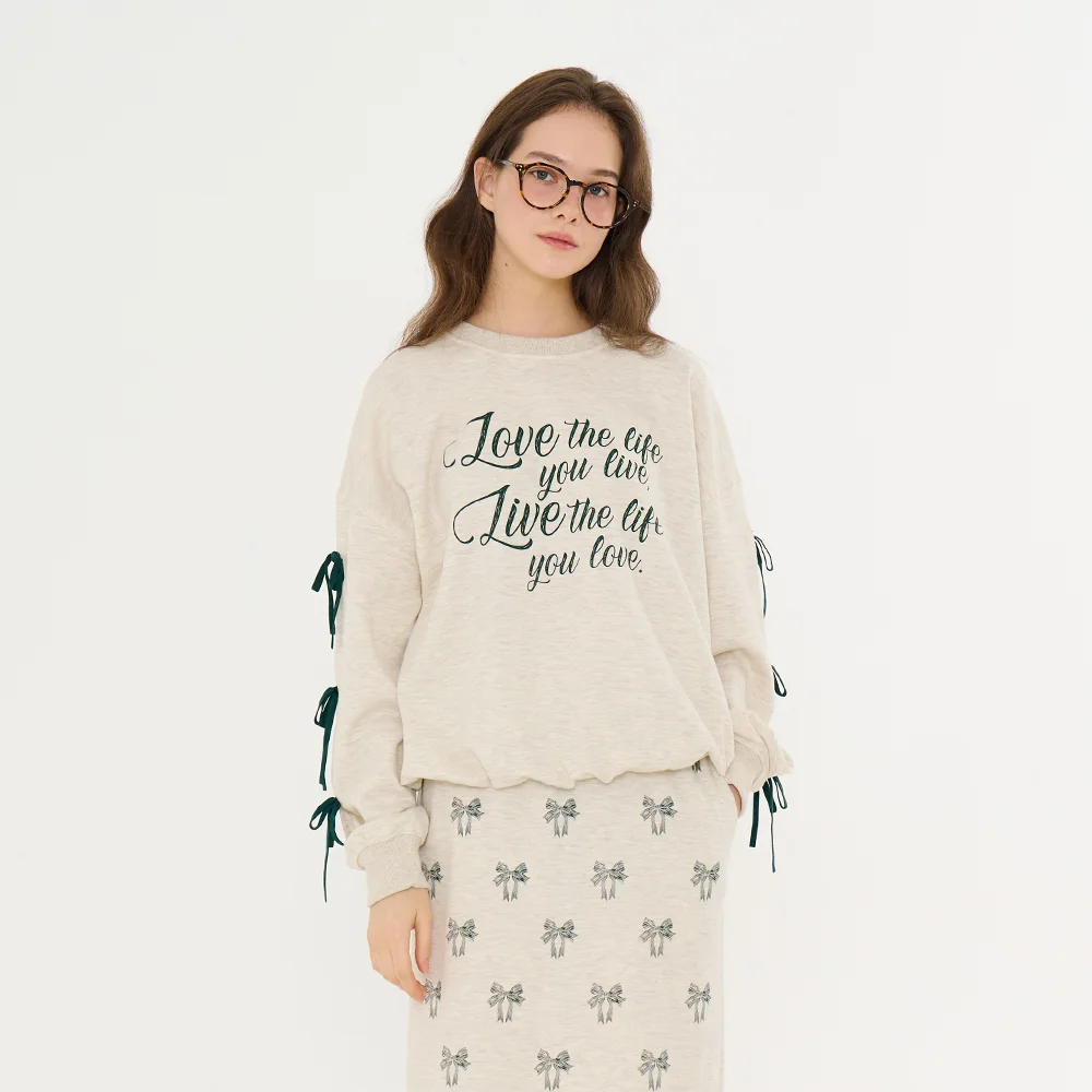 MET Ribbon Detail Sweatshirt oatmeal