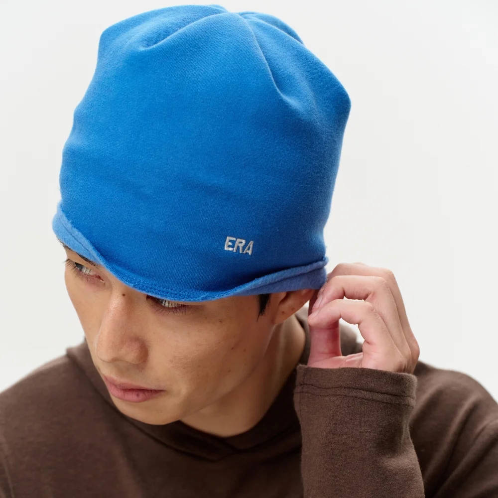 UNISEX ERA RAW EDGE CUT SWEAT BEANIE - BLUE