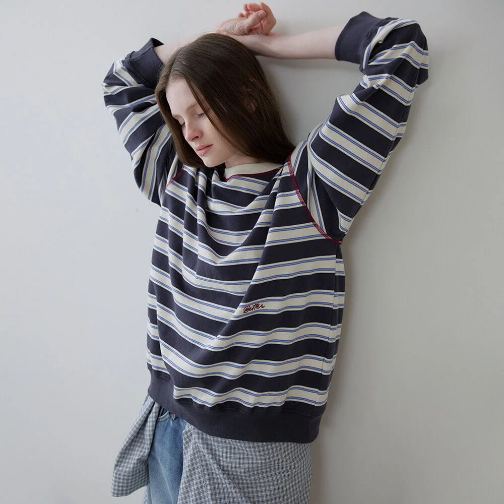 Stripe raglan sleeve MTM _Charcoal