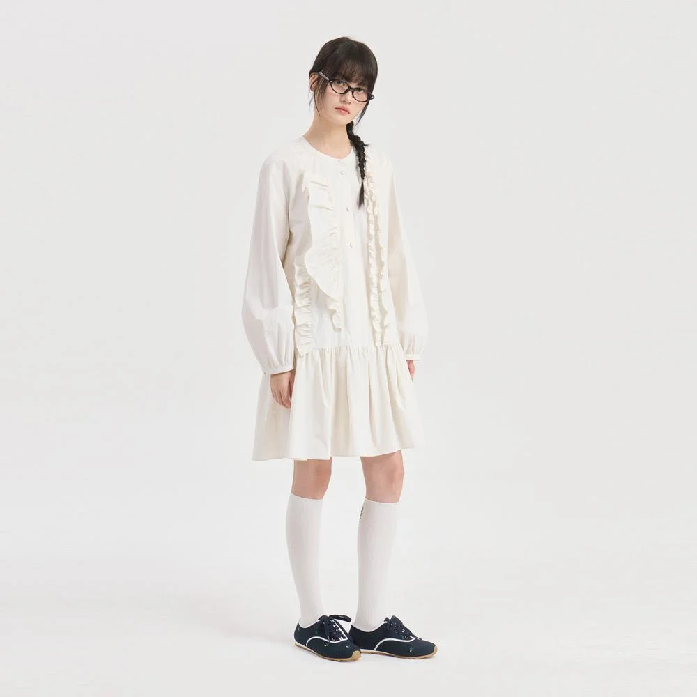 Round Frill Dress (ivory) LFDAS26200IVX