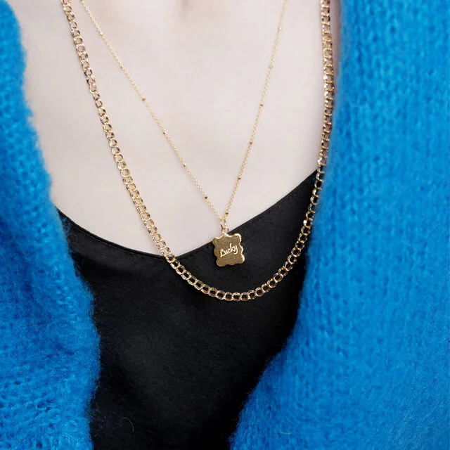 Engrave frame simple Necklace 框架 吊飾 字母 刻印 頸鏈