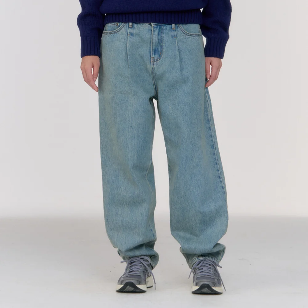 Curved Denim Pants (Blue)