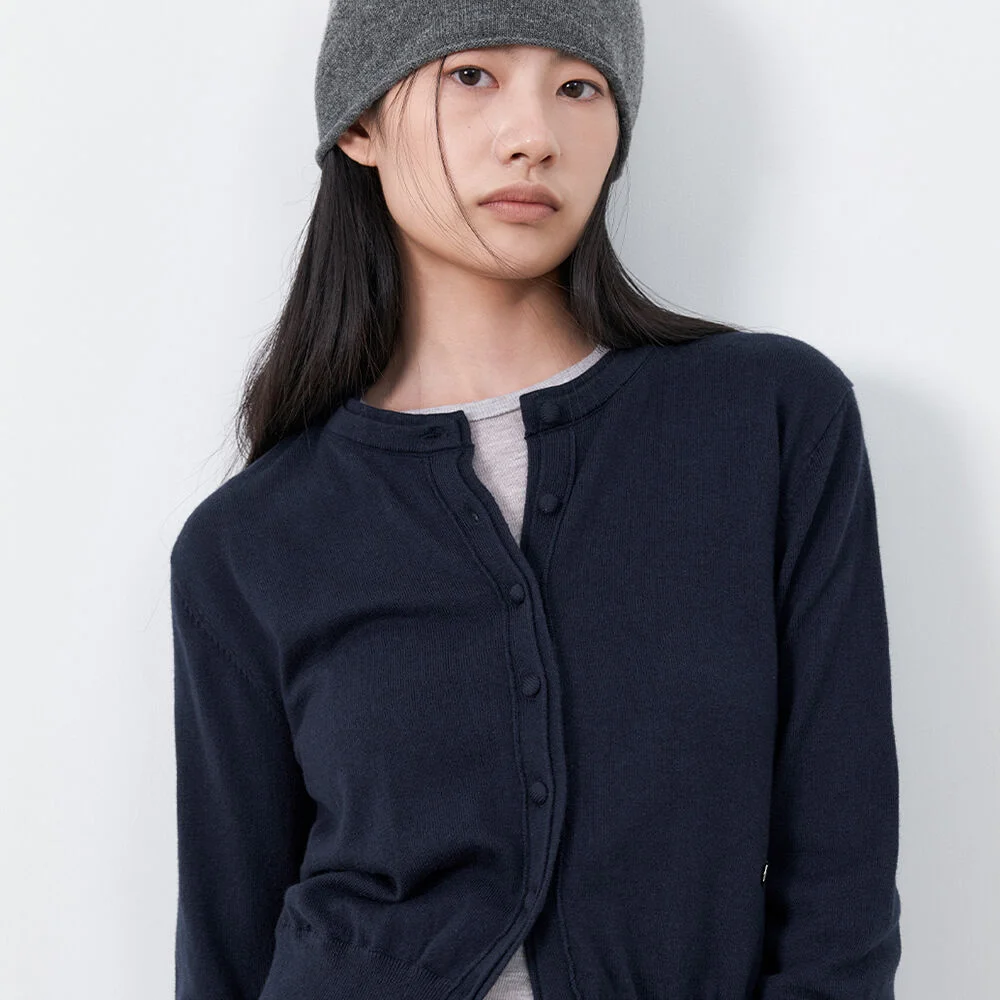 (CD-2284)CASHMERE BLENDED LAYERED KNIT CARDIGAN