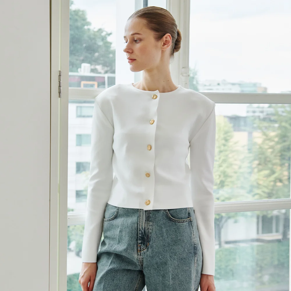 Crop Soft Knit Cardigan - White