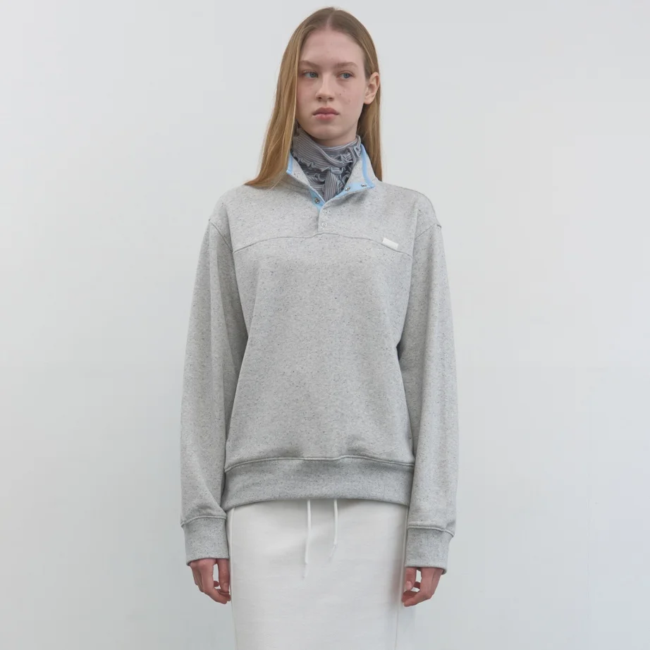 COOKIE & CREAM HALF-ZIP SWEAT_WHITE MELANGE