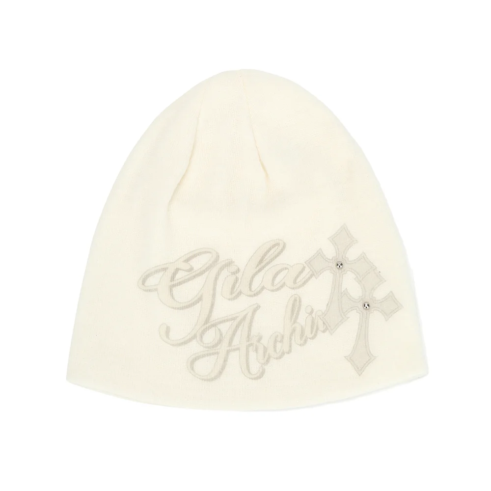 CROSS LETTERING BEANIE_WHITE