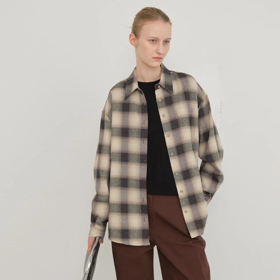 Fallen overfit check shirt (Black)