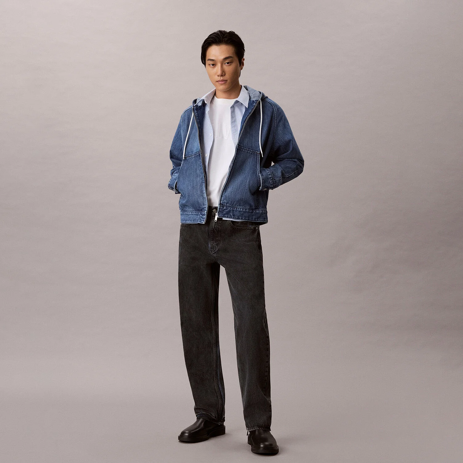 男裝 Maxwell 全拉鏈 牛仔 連帽拉鍊外套 4RH773G 8WO