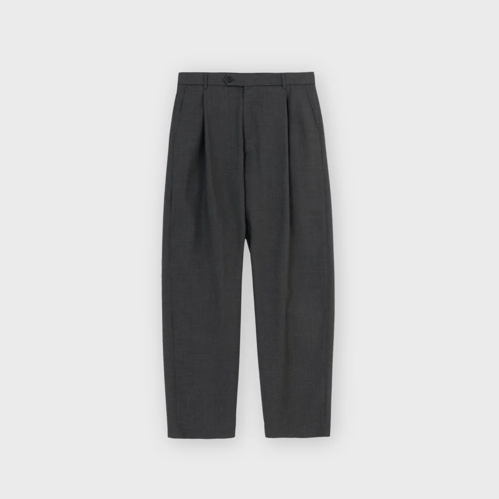 Wool One Tuck Trouser, Charcoal