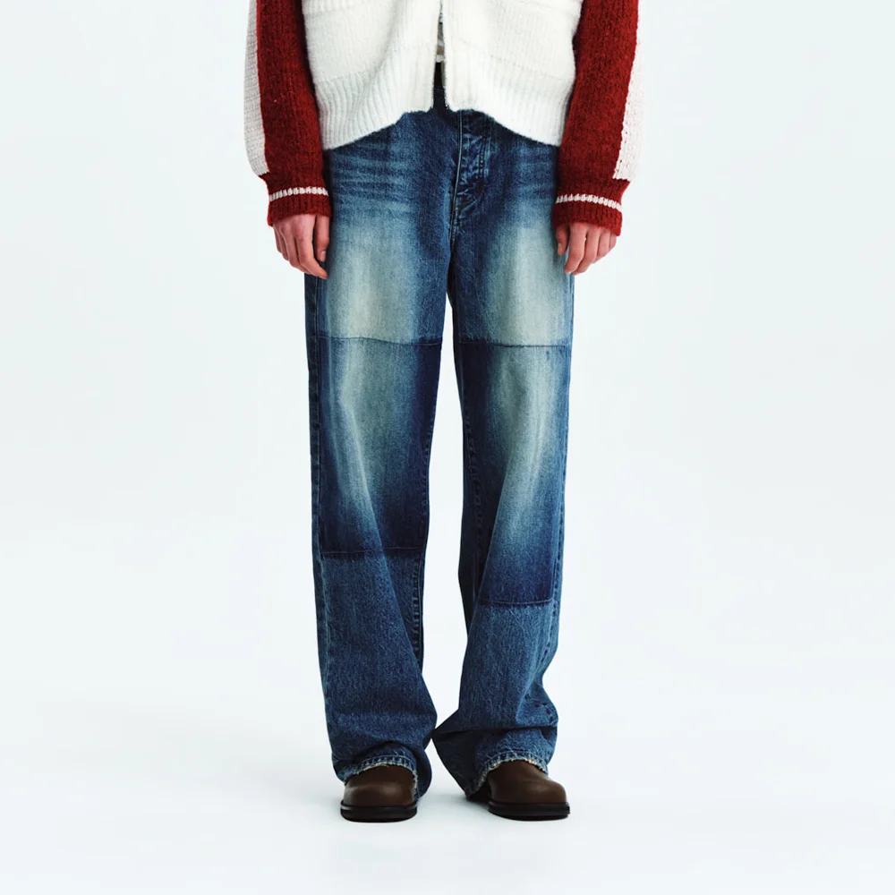 REVERSE WASHED DENIM PANTS FOR MEN IN BLUE