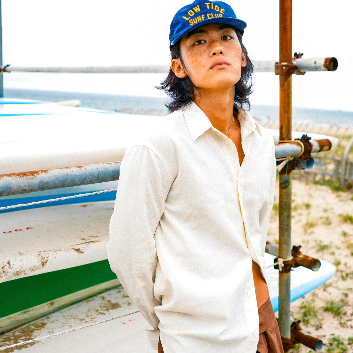 Washed linen shirt, Cream