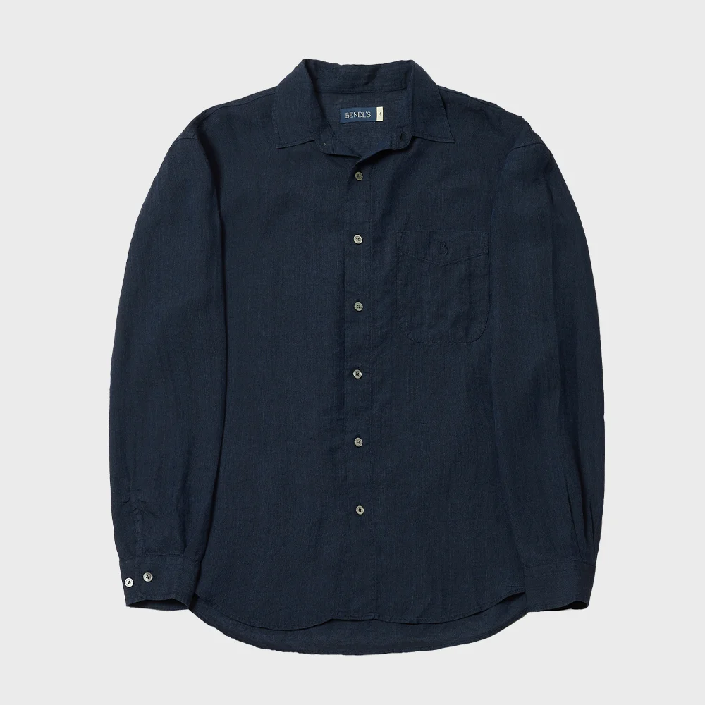 B LINEN SHIRTS -NAVY