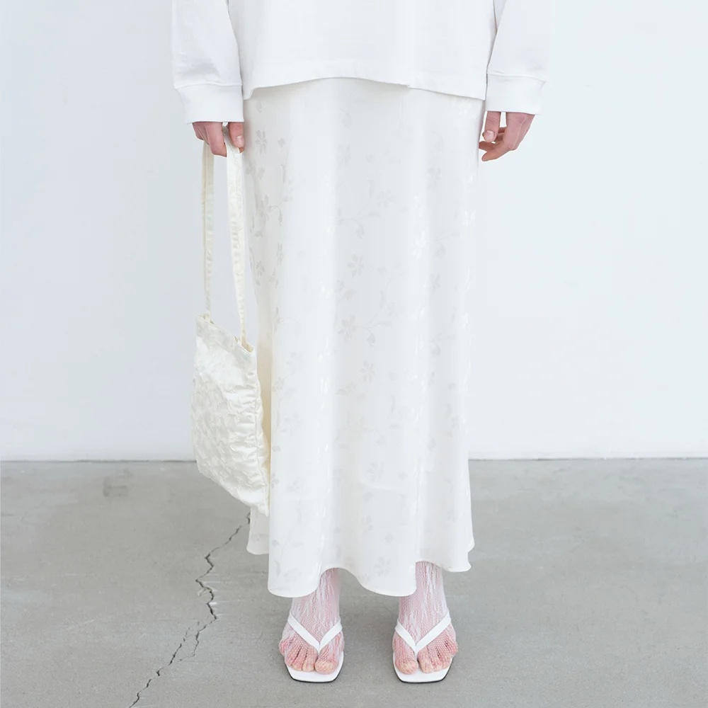 (3th) Flower Silky Skirt-Ivory