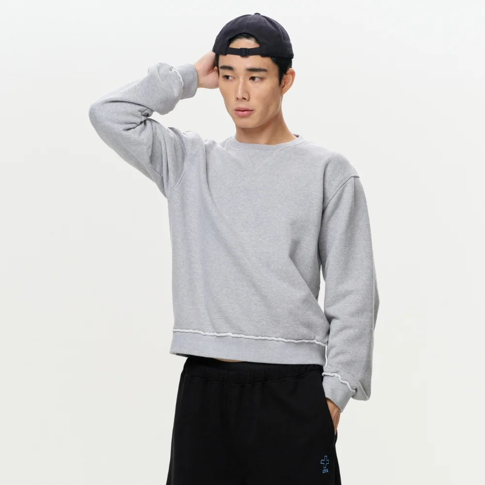 UNISEX ERA RAW EDGE SWEATSHIRT - GRAY