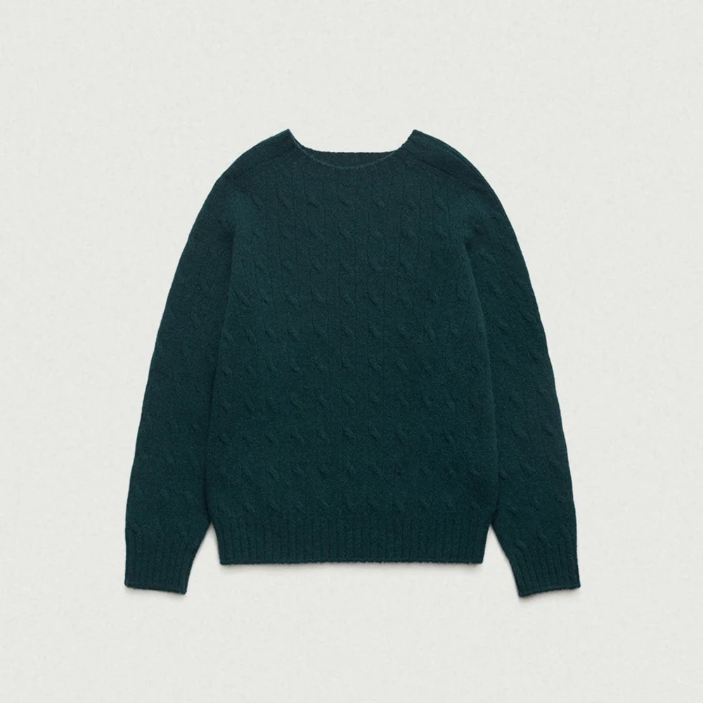 Oversized Shaggy Dog Knit Sweater_Green