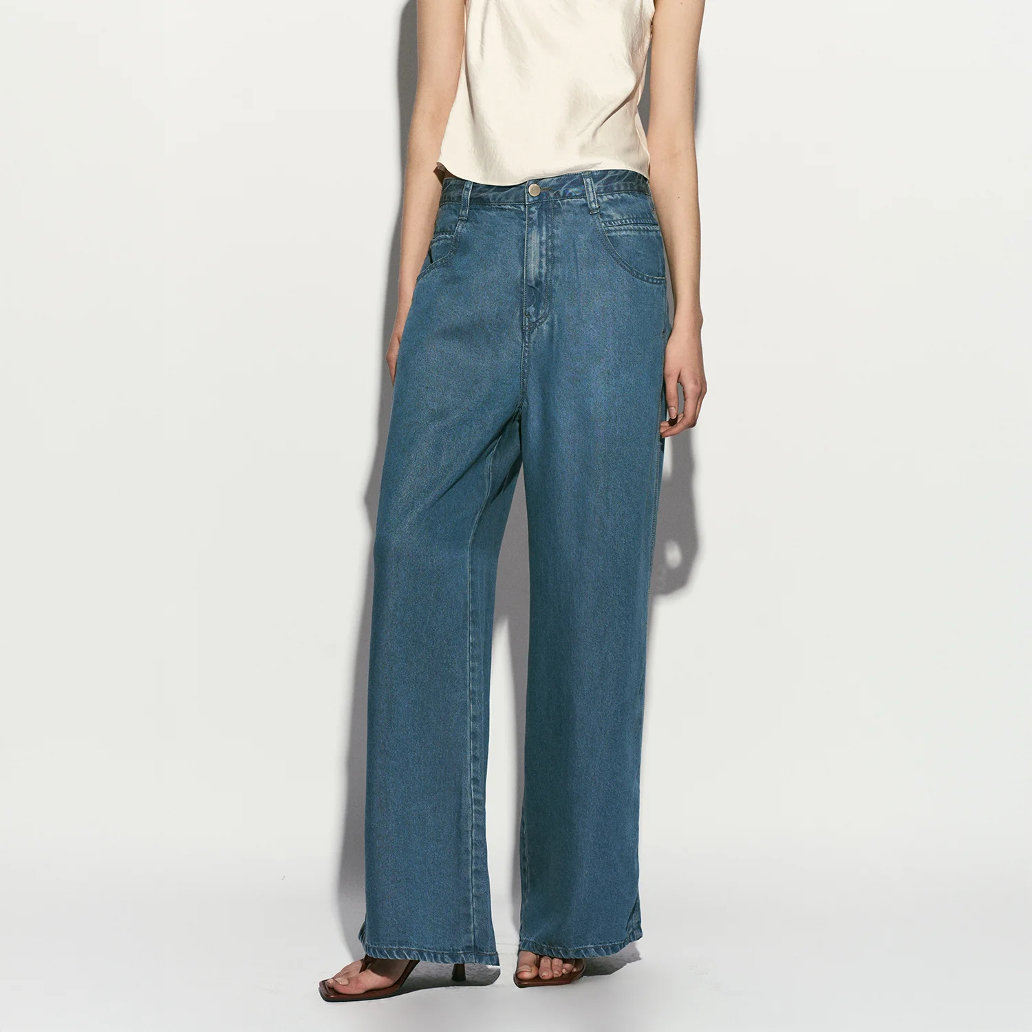 WIDE LEG DENIM PANTS BLUE