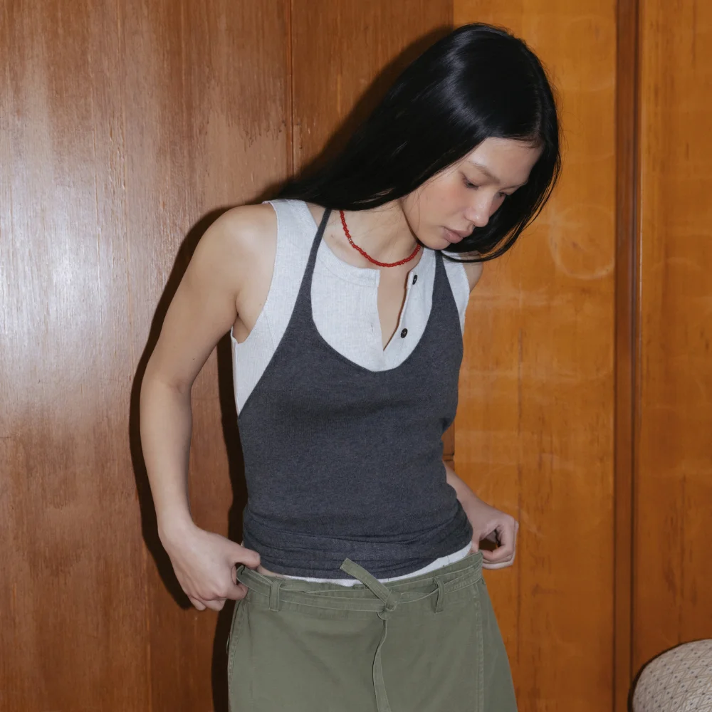 Rib Jersey Sleeveless (White / Melange Gray / Green / Dark Navy)