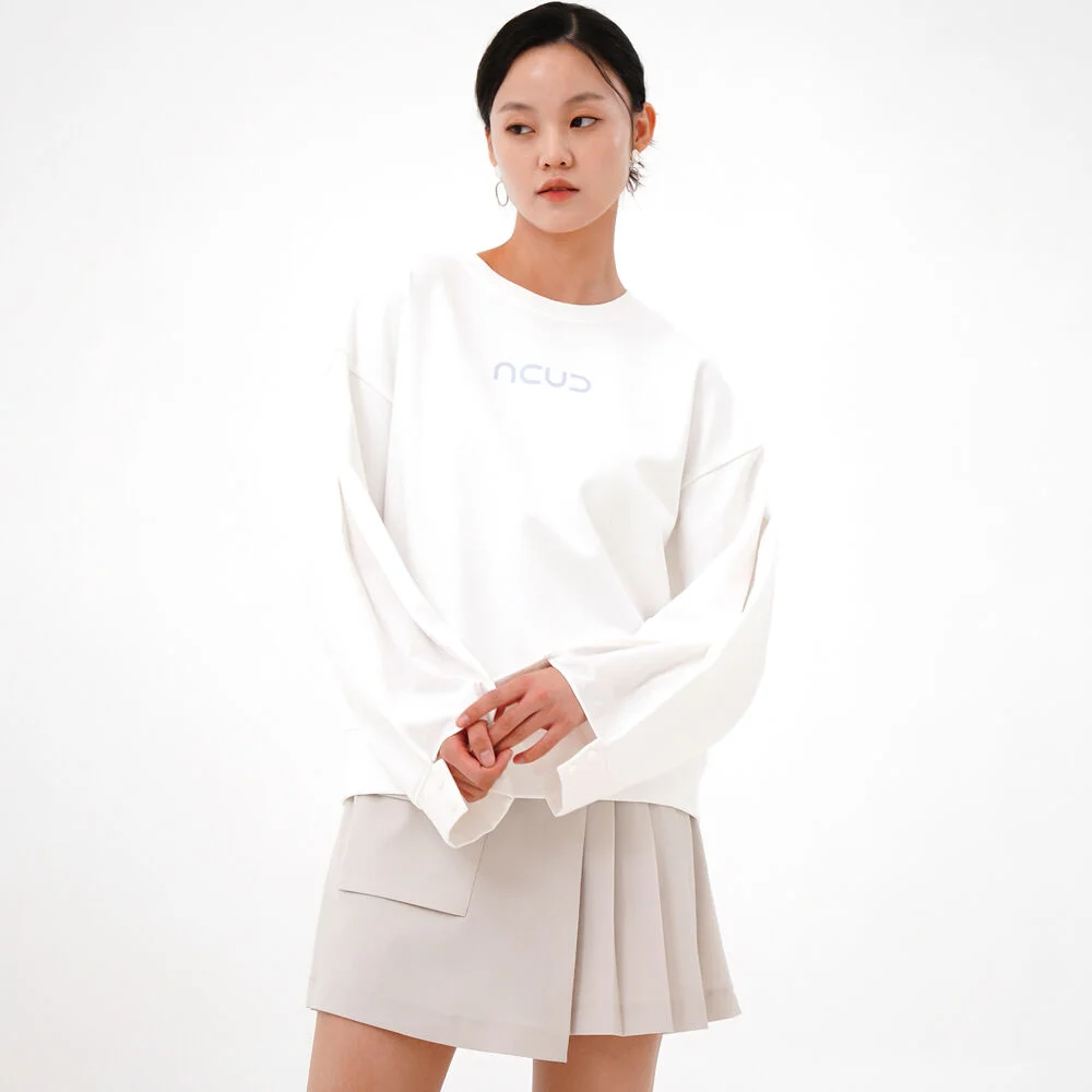Sleeve Detail Logo Sweatshirt _White