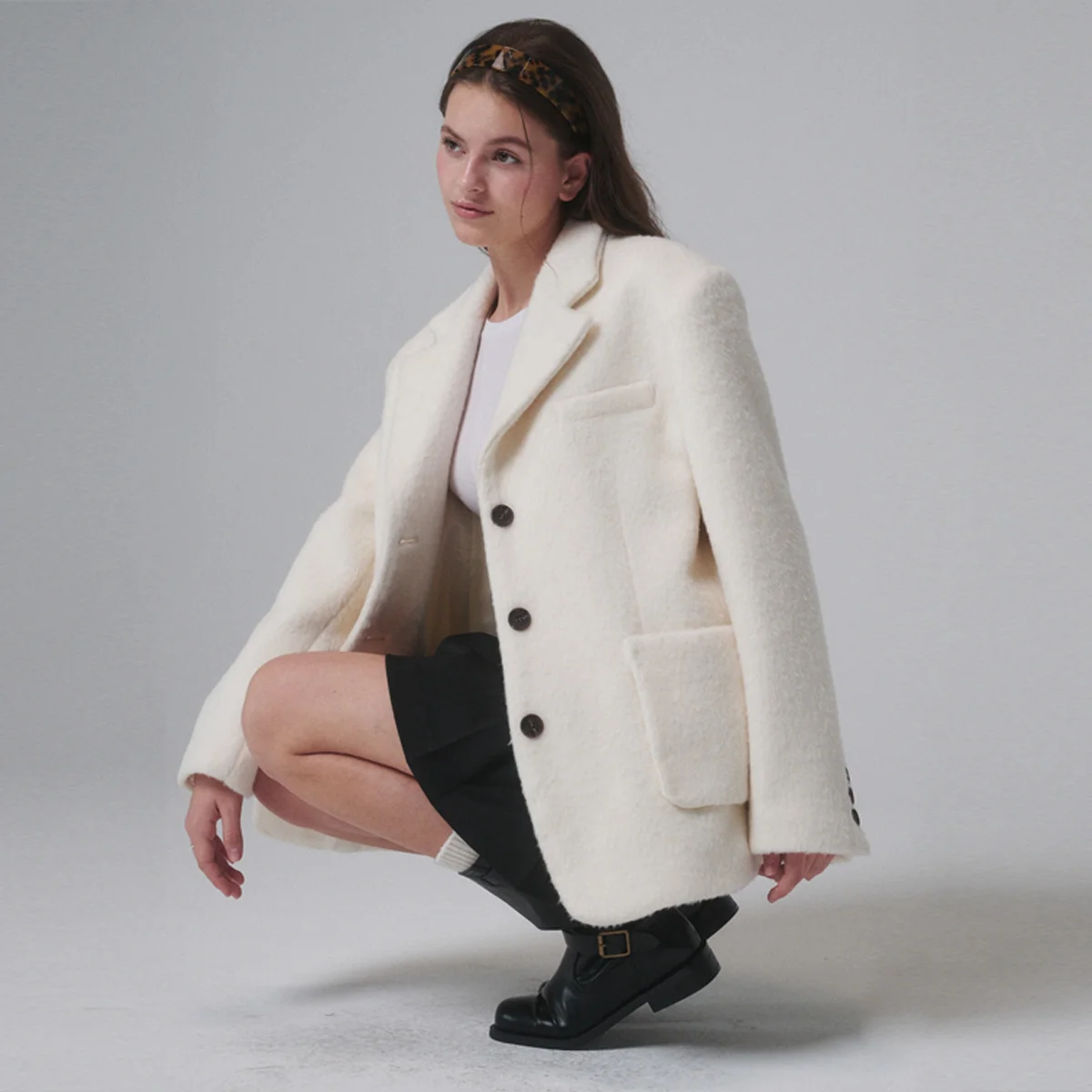 Suri alpaca Overfit Blazer_Ivory