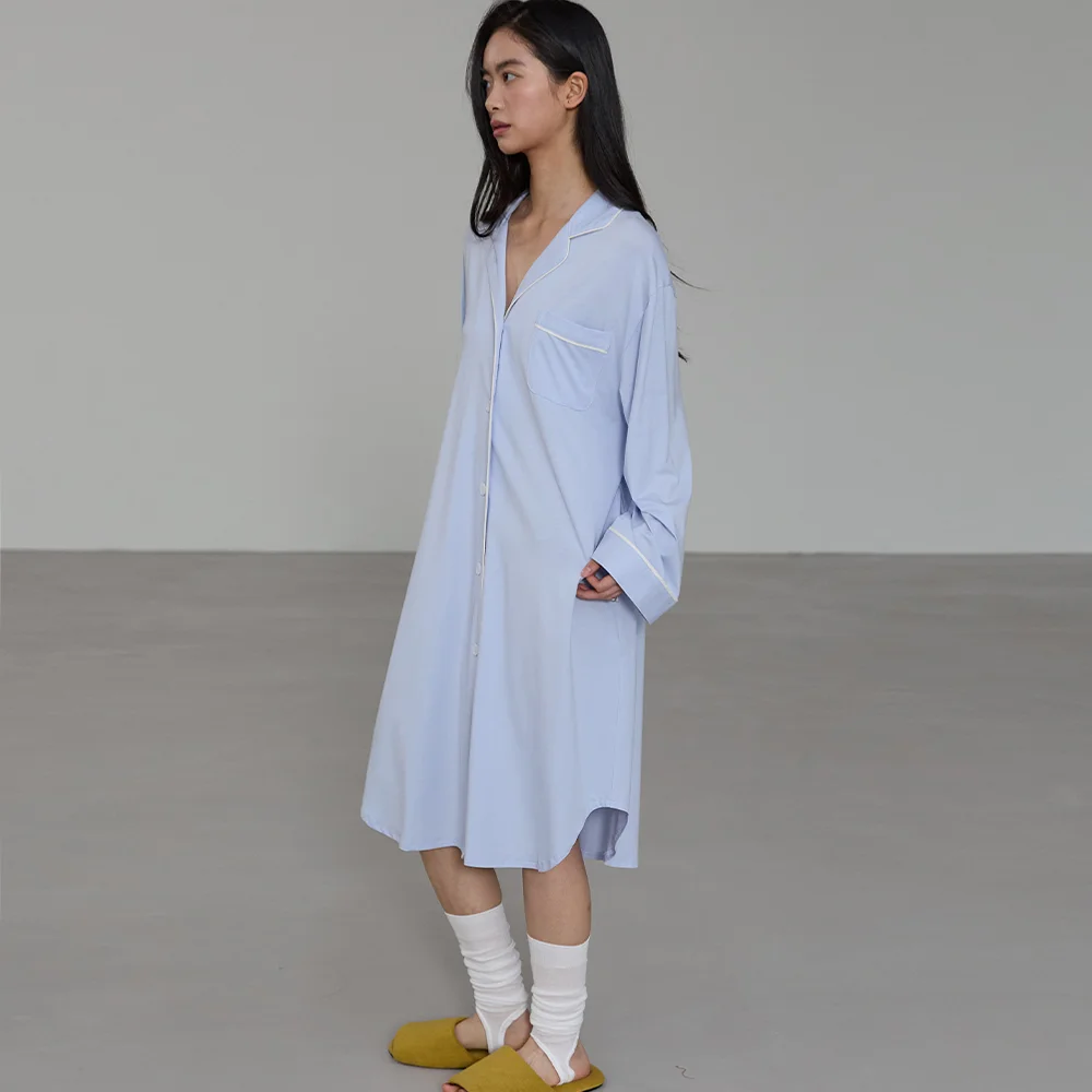 Cotton Modal Pajama One-piece Cloud blue