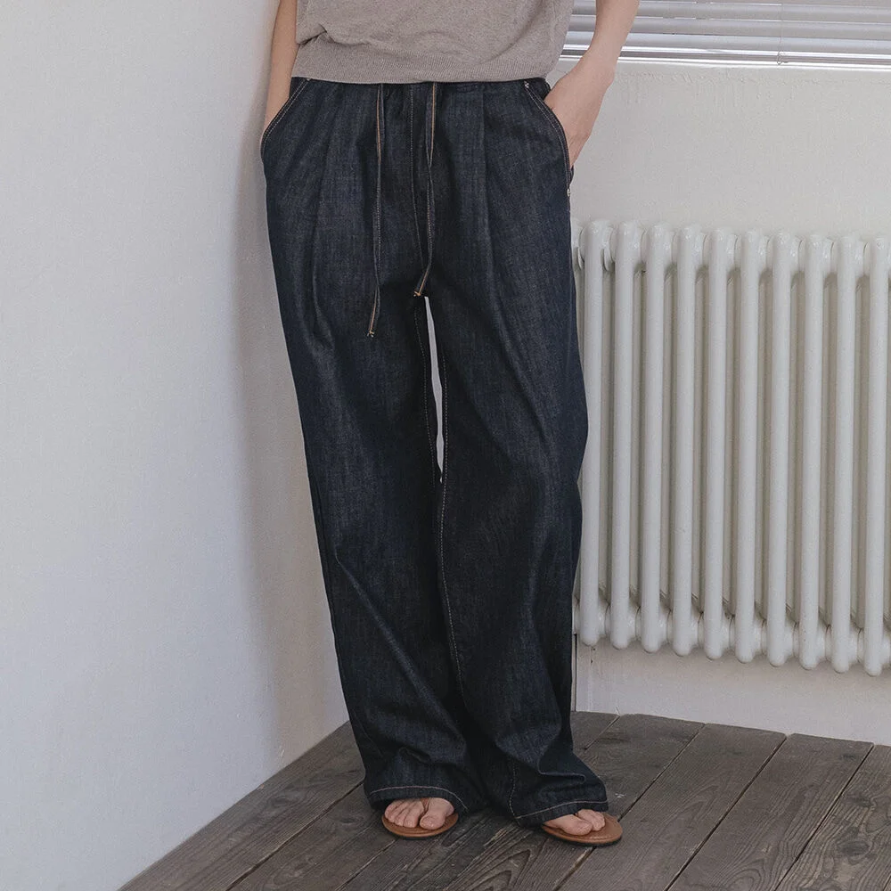 Comfort wide denim pants _Indigo