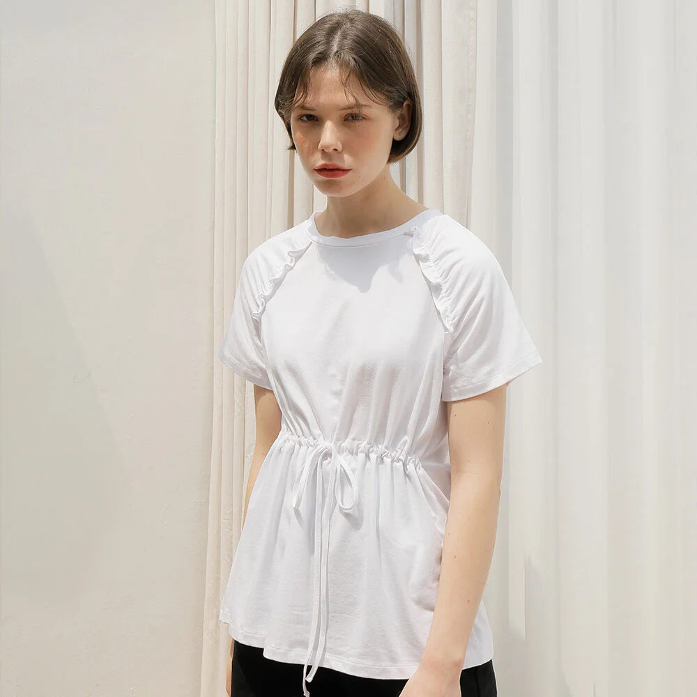 SHIRRING RAGLAN T-SHIRT_WHITE