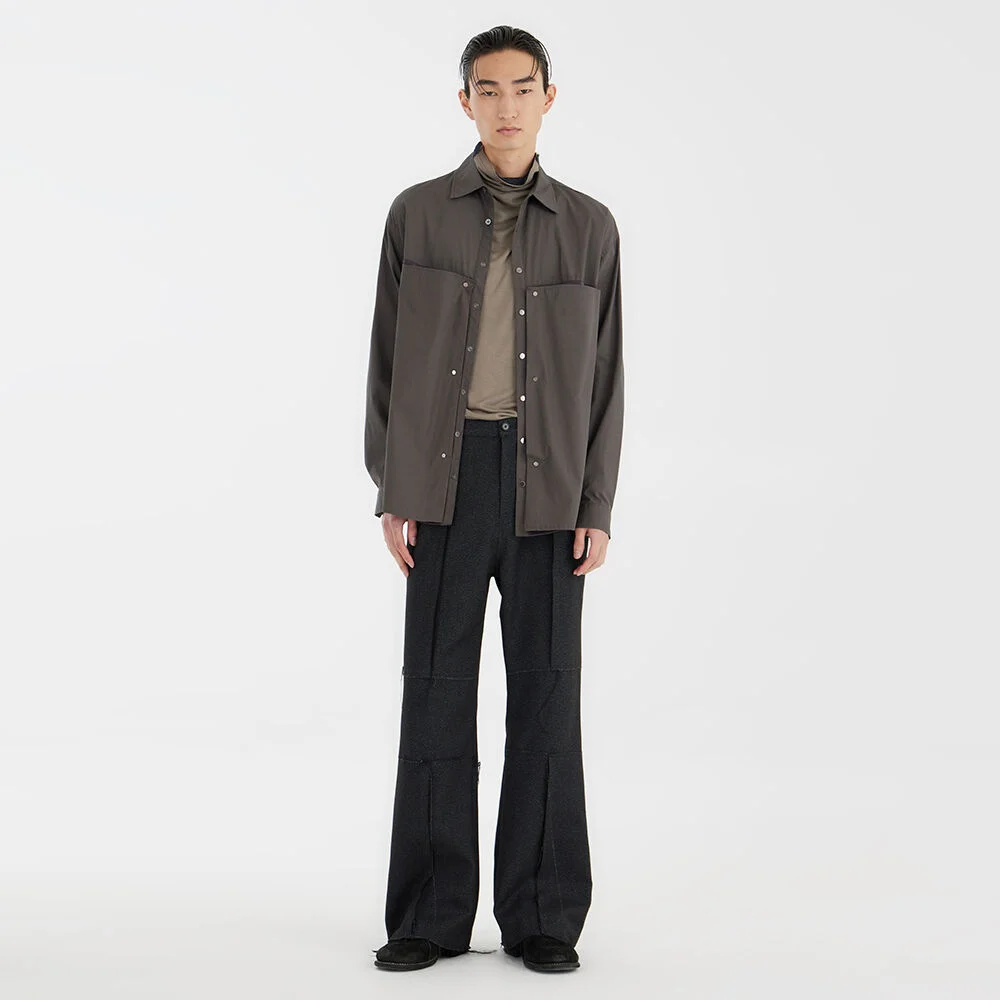 Cut-Off Flared Pants - Charcoal Grey