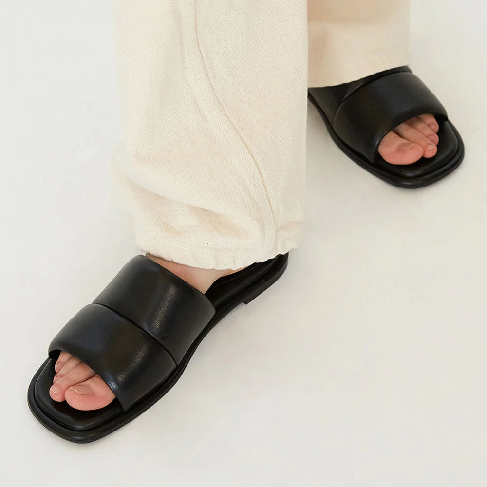 Laila Slides Leather Black