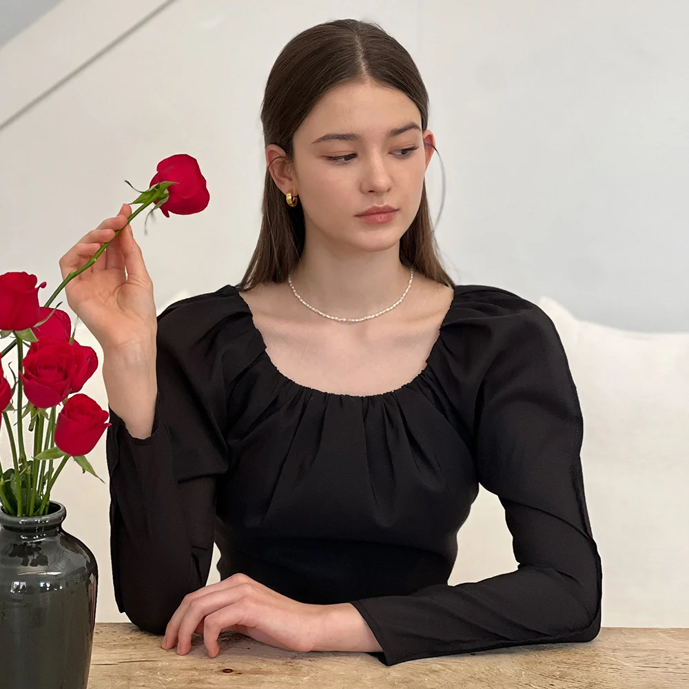Lautre Miu Puff Black Blouse