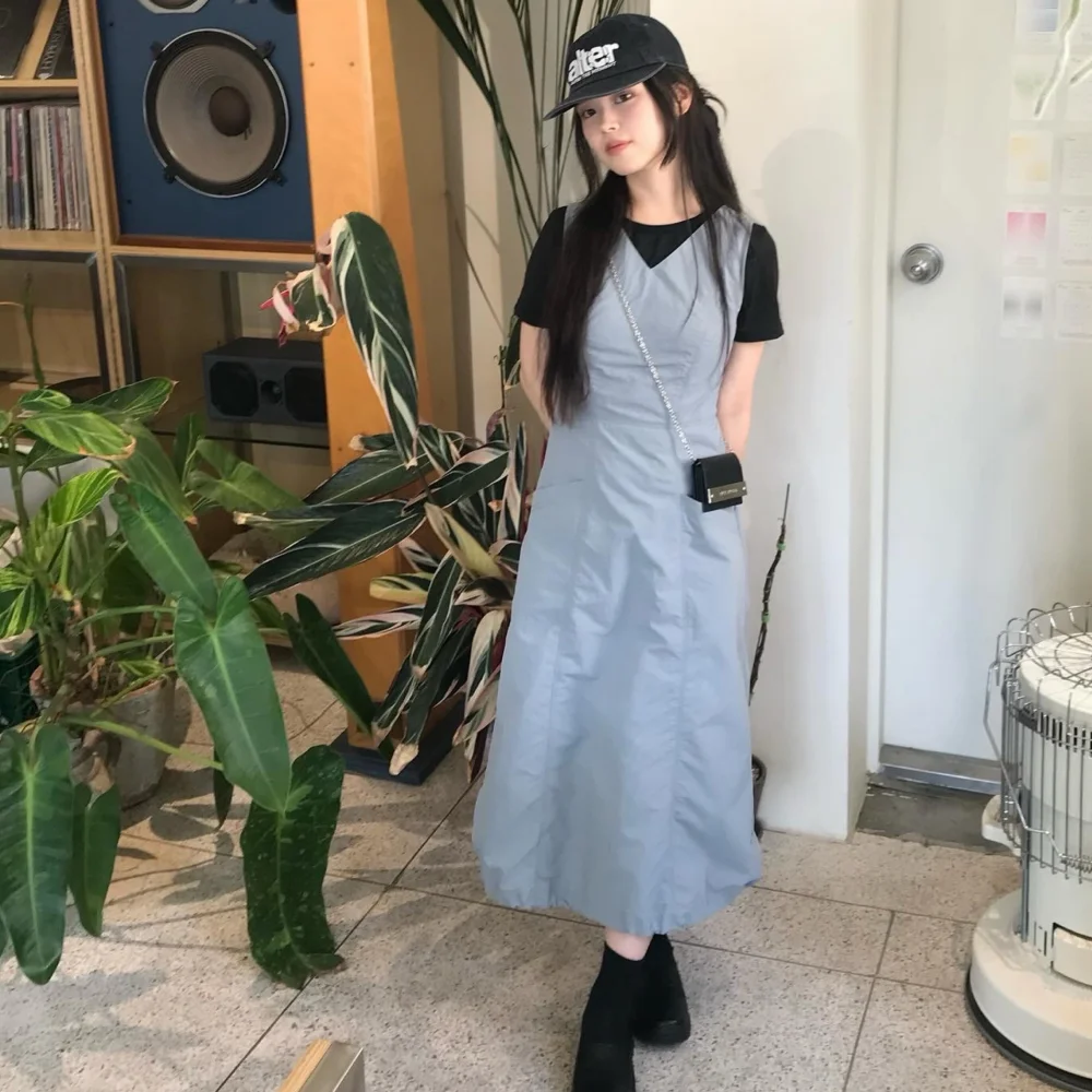 SHIRRING VOLUME MIDI DRESS SKY