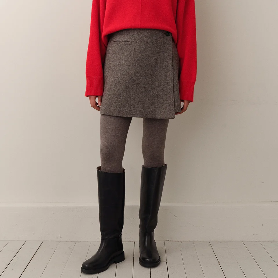 wool wrap mini skirt (light brown)