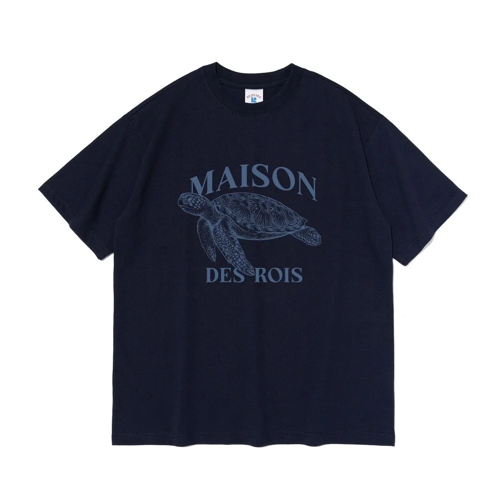 Maison 龜頸 圖案 短袖T恤 (海軍藍)