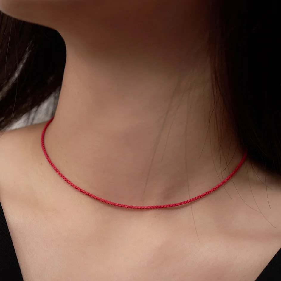 matt chain necklace - red