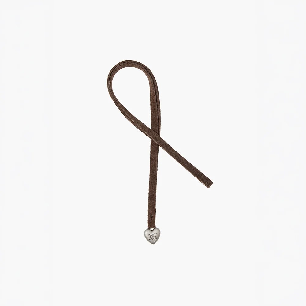 HEART CHARM_milk brown suede