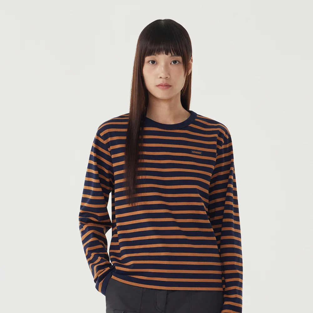 女裝 條紋 長袖 Dark Navy