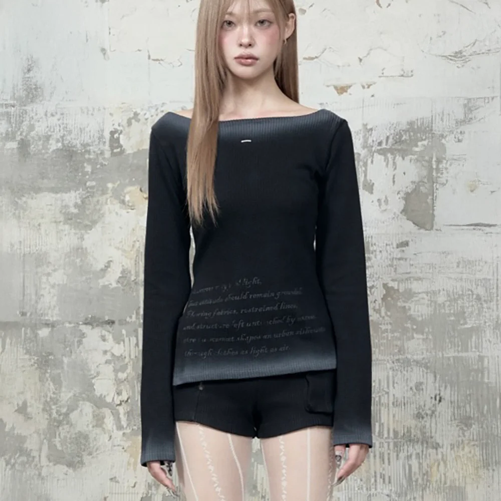 Dirty Wash Lettering Long Sleeve (Black)