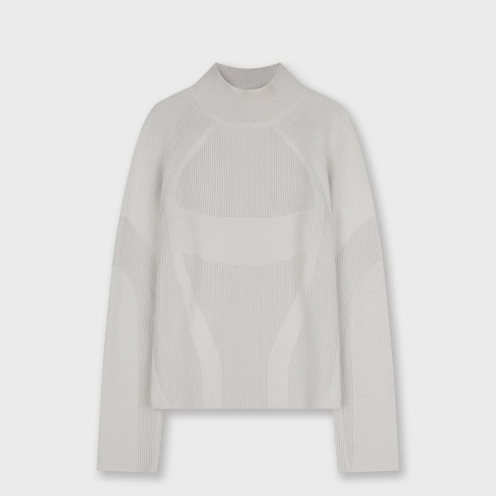 ACTIVE HIGH NECK KNIT LIGHT GREY