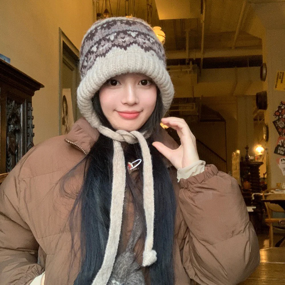 北歐 兩穿 針織衫 Bonnet Hat 米色