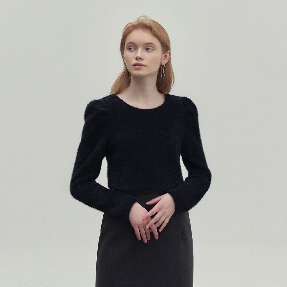 THICK TOUCH BLOUSE_BLACK