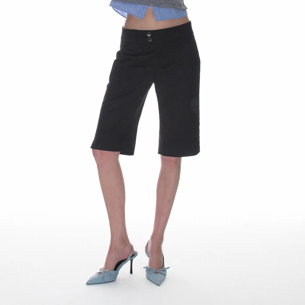 LOW WAIST CAPRI SLACKS_BLACK