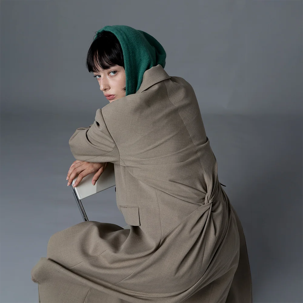 Luid Tailored Long Coat (Beige)