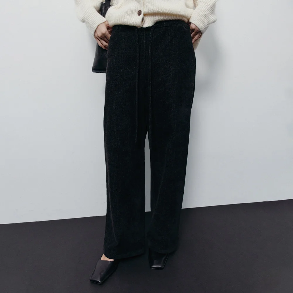 Warm Drawstring Pants (Black)