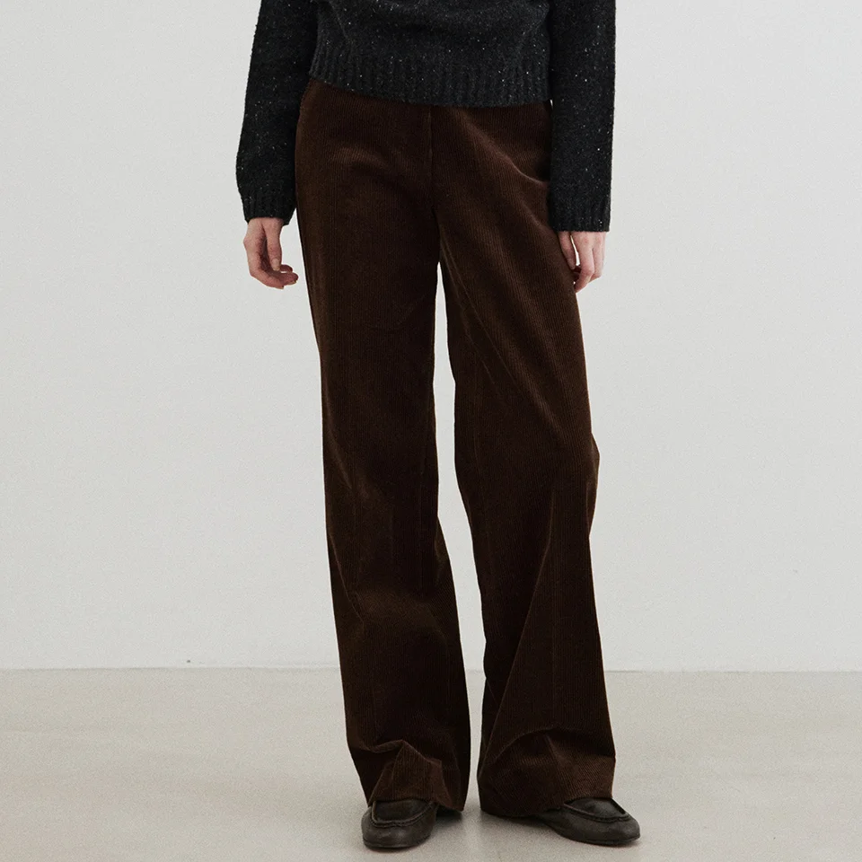 classic straight corduroy pants (deep brown)