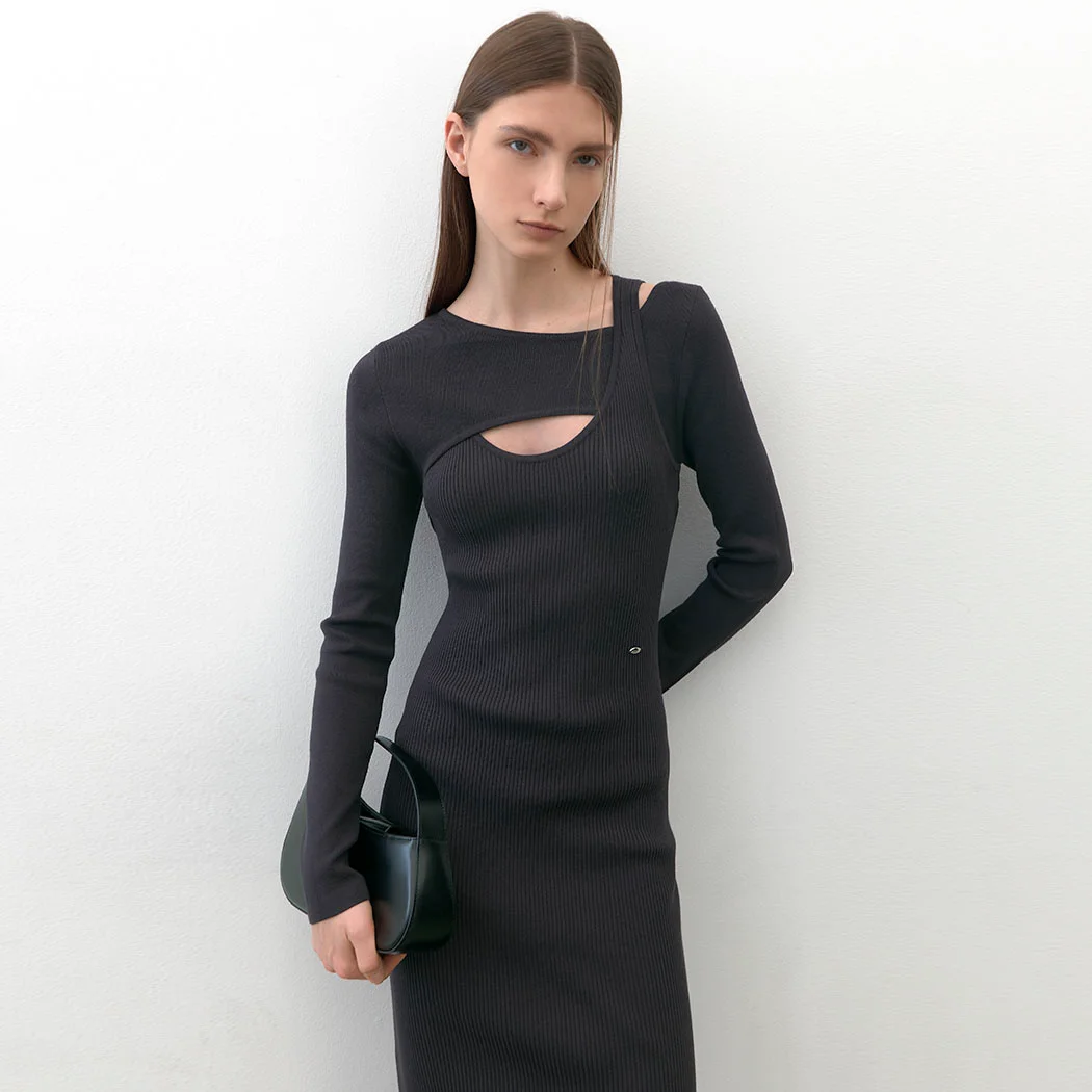 CITA FAKE LAYERD KNIT DRESS(OP-6253)_2Colors