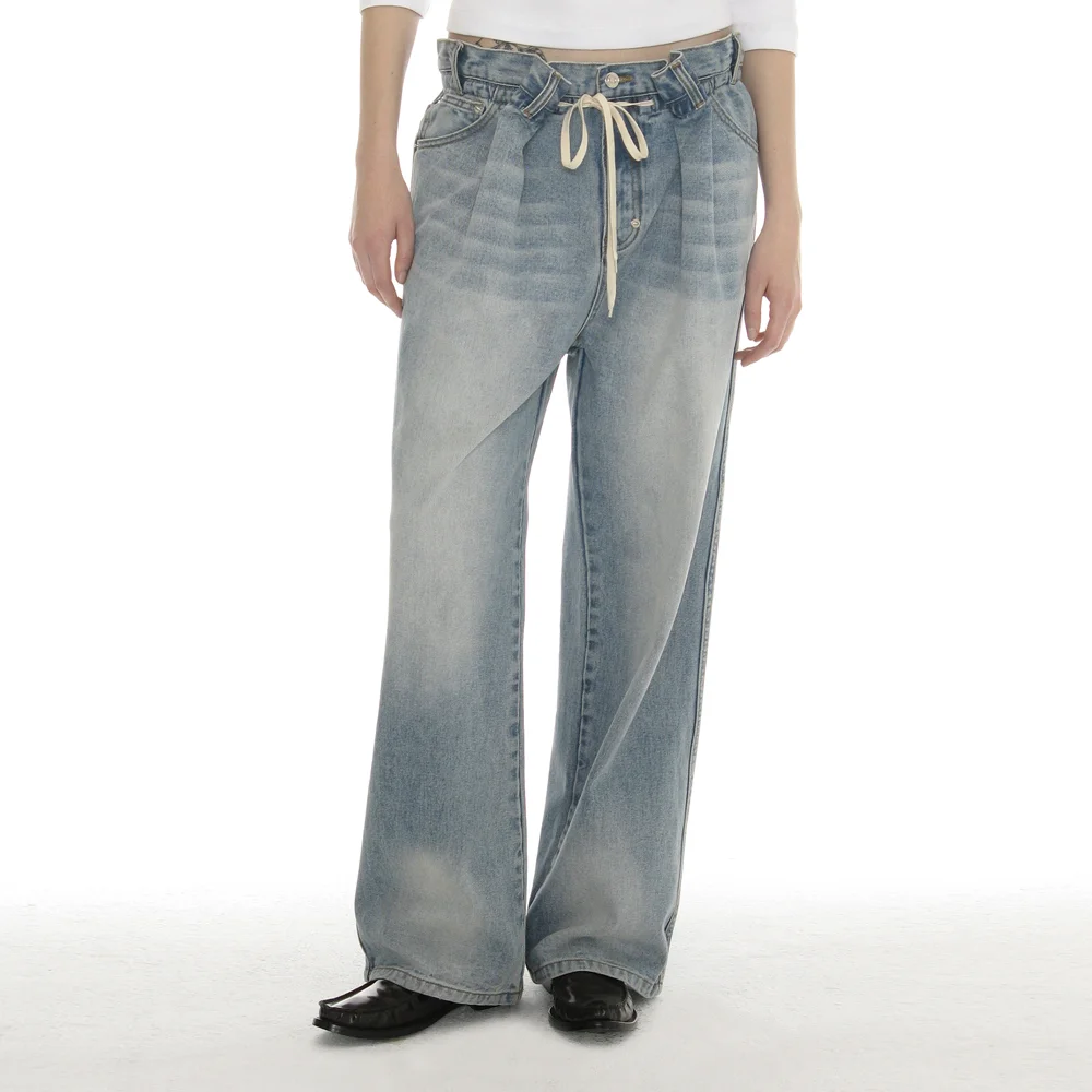 DRAWSTRING LOOSE JEANS_LIGHT BLUE