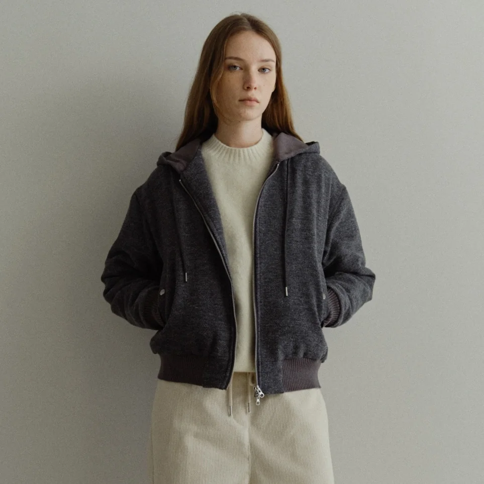 Wool Hooded Jacket(Charcoal)